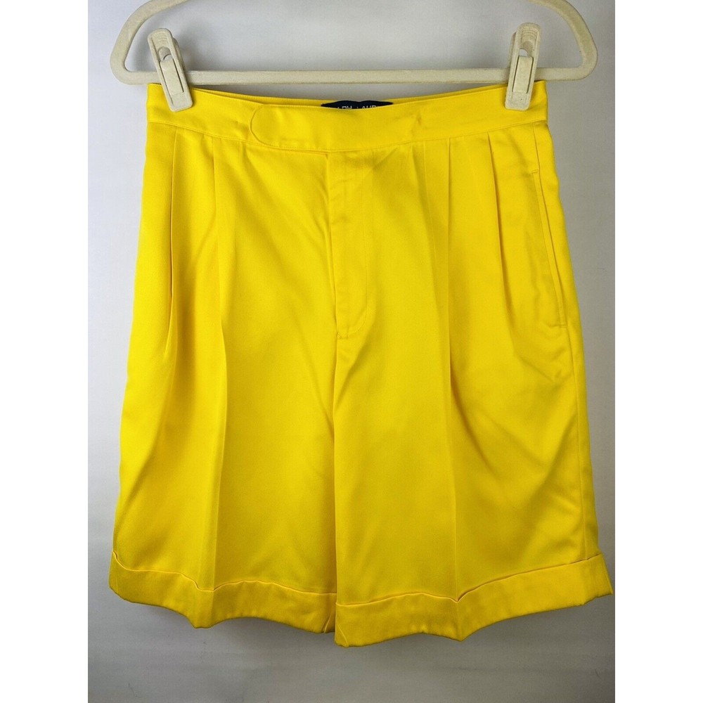 Ralph Lauren Polo Sport Women Yellow Pleated Mom Shorts sz 10